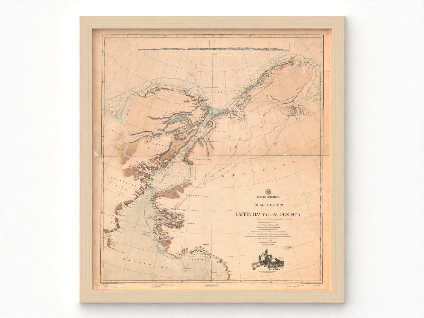 North America Polar Region Map | 1903 Exploration Routes from Baffin Bay to The Lincoln Sea