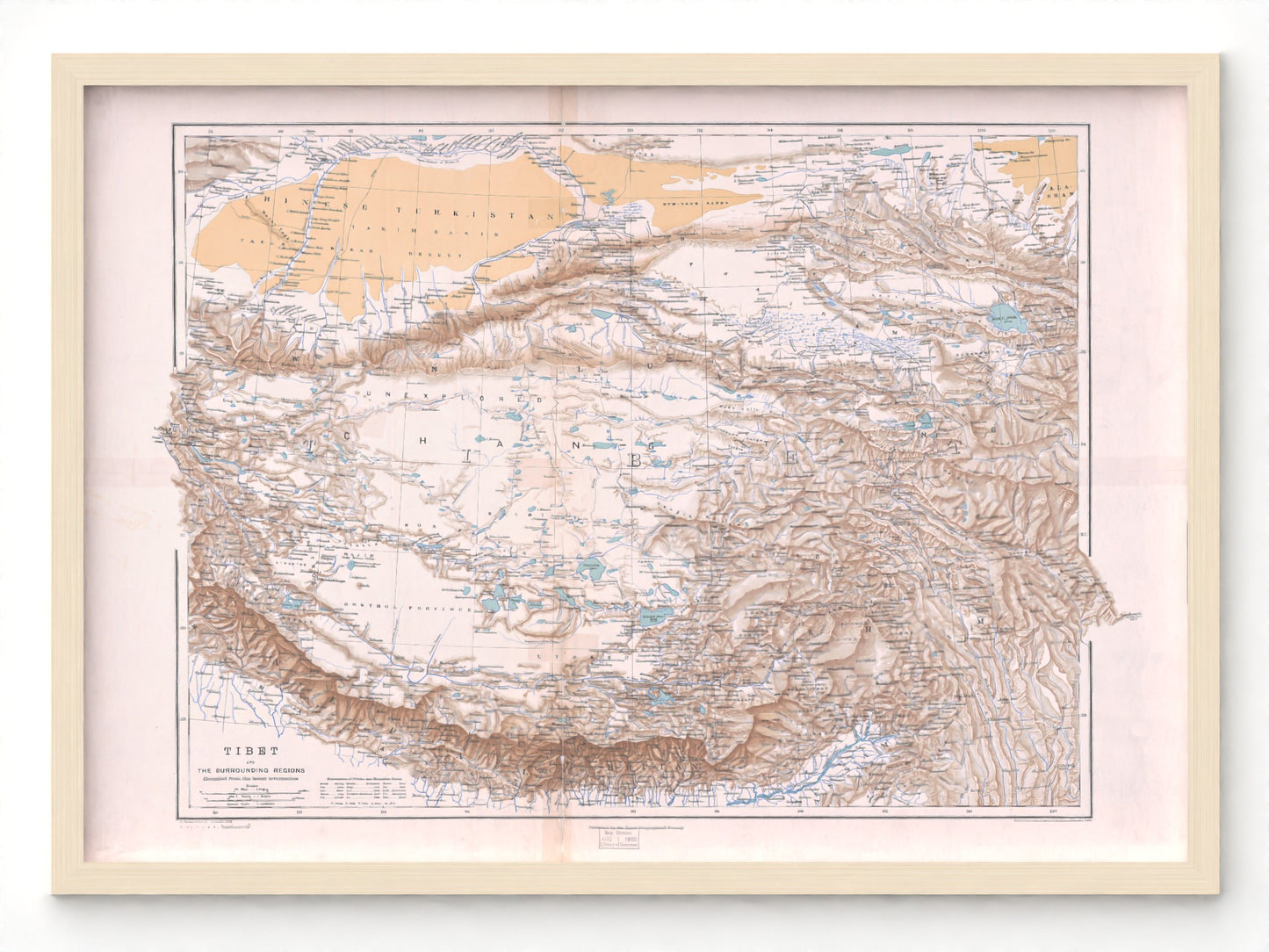 1904 Topographic Map of Tibet